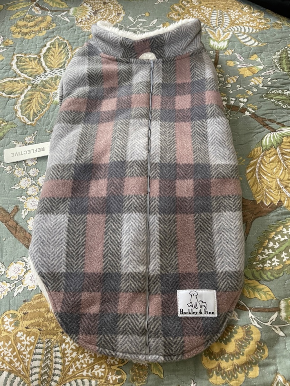 Pink and Gray Plaid Dog Coat